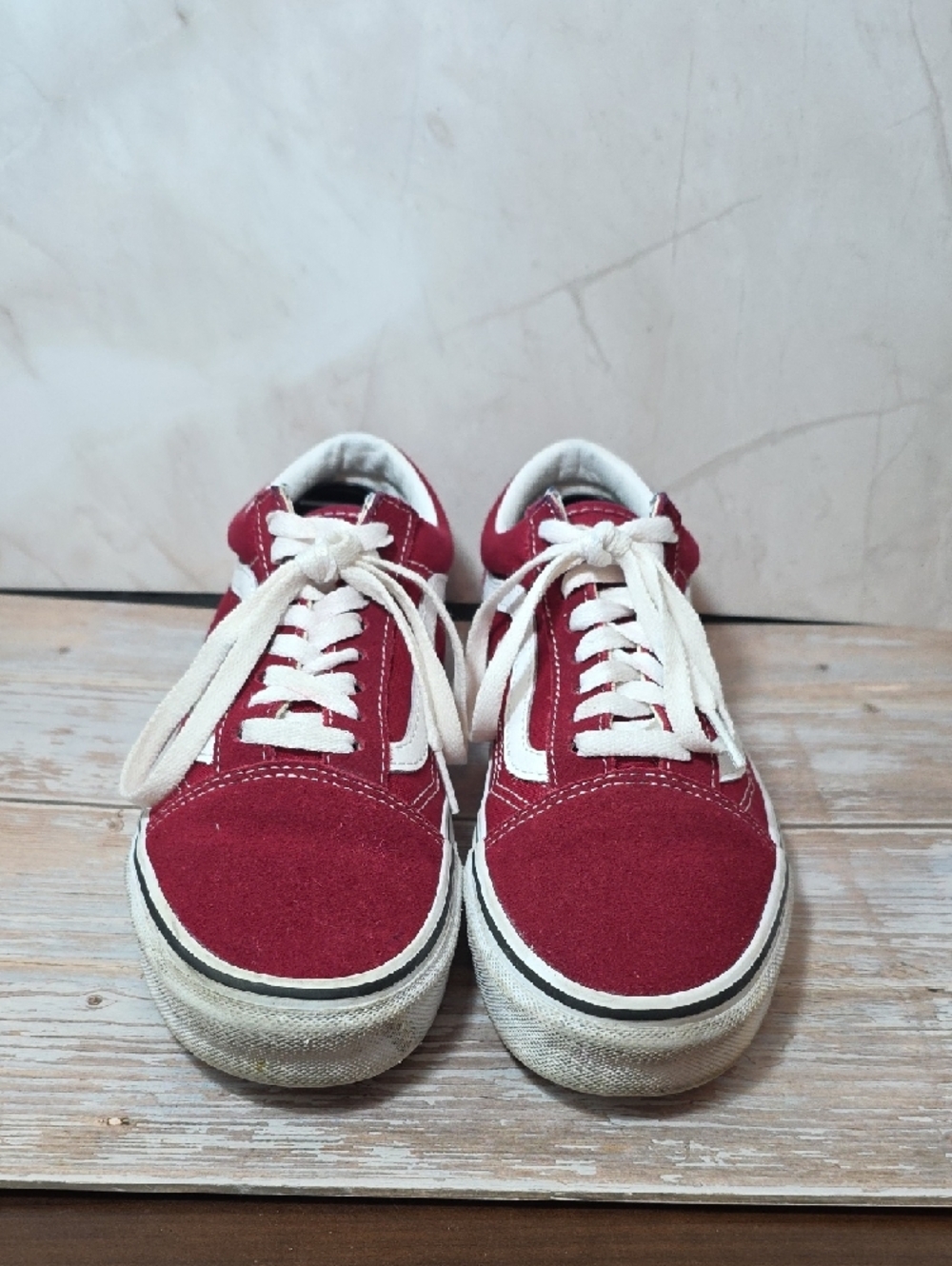 Vans Burgandy and White Old Skool Sneakers Mens 6.5 - Picture 3 of 6